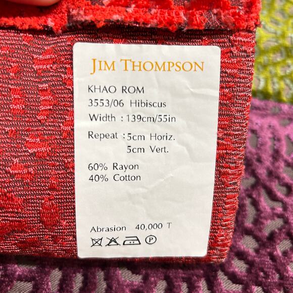 Jim Thompson KHAO ROM  Flocked Geometric Upholstery Fabric Sample 36x26 in - Picture 14 of 16